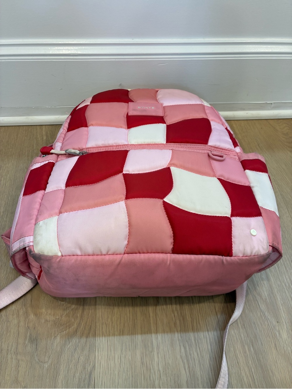 STATE Pink, Red & Cream Patchwork Nylon Backpack - Picture 8 of 8